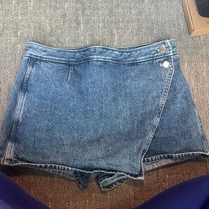 Madewell Denim Wrap Skort Shorts - Blue